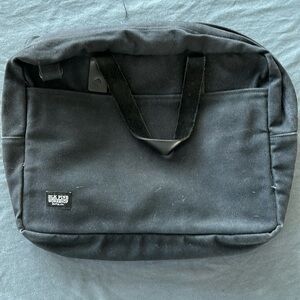 Black Canvas Briefcase / laptop bag with leather straps.